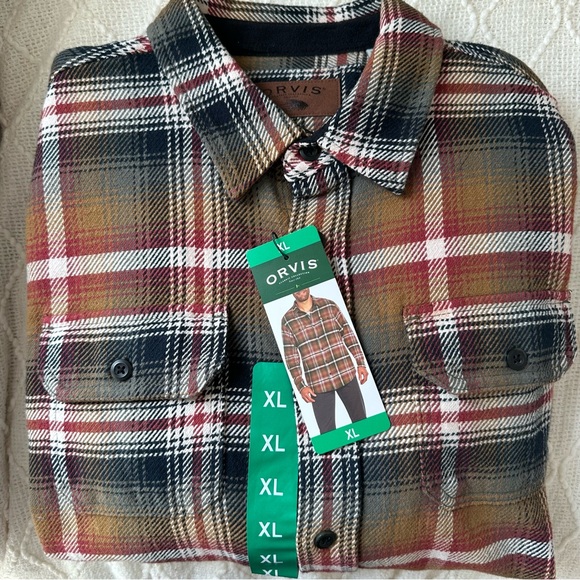 NWT Orvis Men's Plaid Flannel Shirt 100% Heavyweight Cotton XL - Picture 6 of 9